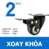 Bánh xe đẩy nhựa pvc đen trắng D50 mặt bích - Xoay khóa