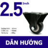 Bánh xe đẩy nhựa pvc đen trắng D63 mặt bích - Dẫn hướng