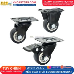 Bánh xe PVC đen viền bi đôi càng thép mặt bích tải nhẹ ROX-004-PVC-BL-F 9 Bánh xe PVC đen viền bi đôi càng thép mặt bích tải nhẹ ROX-004-PVC-BL-F
