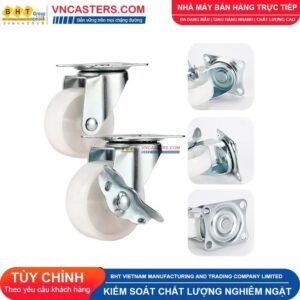 Bánh xe nhựa PP trắng không bi càng thép mặt bích tải nhẹ ROX-001-PP-WT-F 11 Bánh xe nhựa PP trắng không bi càng thép mặt bích tải nhẹ ROX-001-PP-WT-F