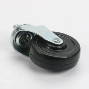 Bánh xe Cao su đen không bi càng thép cọc ren tải nhẹ ROX-002-RB-BL-S