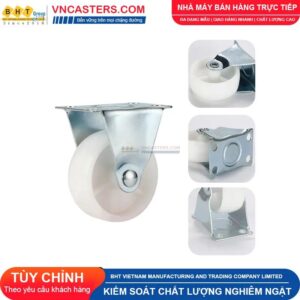 Bánh xe nhựa PP trắng không bi càng thép mặt bích tải nhẹ ROX-001-PP-WT-F 13 Bánh xe nhựa PP trắng không bi càng thép mặt bích tải nhẹ ROX-001-PP-WT-F