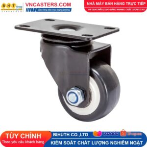 Bánh xe PVC đen viền bi đôi càng thép mặt bích tải nhẹ ROX-004-PVC-BL-F 13 Bánh xe PVC đen viền bi đôi càng thép mặt bích tải nhẹ ROX-004-PVC-BL-F