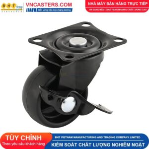 Bánh xe nhựa PP đen không bi càng thép mặt bích tải nhẹ ROX-001-PP-BL-F 17 Bánh xe nhựa PP đen không bi càng thép mặt bích tải nhẹ ROX-001-PP-BL-F