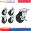 Bánh xe Cao su đen không bi càng thép mặt bích tải nhẹ ROX-002-RB-BL-F
