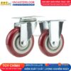 Bánh xe PVC mận đỏ bi đôi càng thép mặt bích tải nhẹ ROX-005-PVC-PR-F