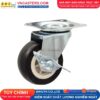Bánh xe PVC đen không bi càng thép mặt bích tải nhẹ ROX-003-PVC-BL-F