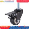 Bánh xe PVC đen viền bi đôi càng thép cọc ren tải nhẹ ROX-004-PVC-BL-S