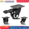 Bánh xe PVC đen viền bi đôi càng thép mặt bích tải nhẹ ROX-004-PVC-BL-F
