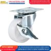 Bánh xe nhựa PP trắng không bi càng thép mặt bích tải nhẹ ROX-001-PP-WT-F